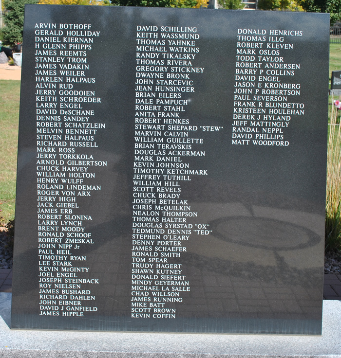 Monument to the right of the statue