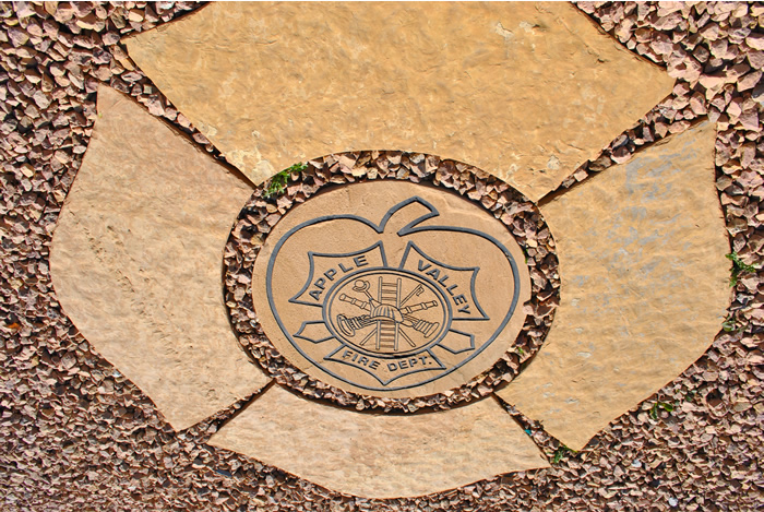 Apple Valley FD emblem at the memorial